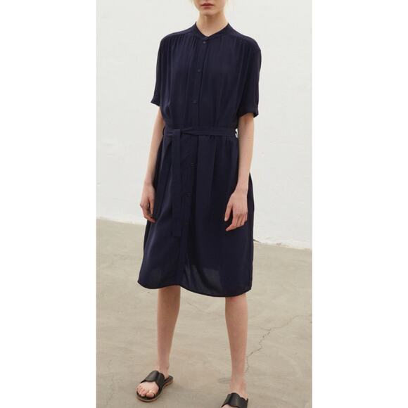 RODEBJER Midnight Blue Marta Midi Shirt Dress NO BELT - Picture 1 of 8